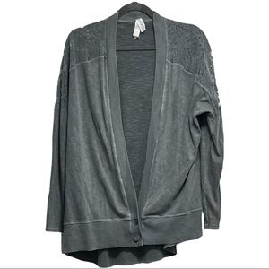 Anthropologie Amadi Gray Distressed Wash Jersey Knit Cardigan  small.